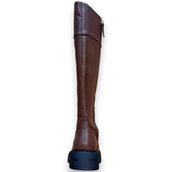 BOSS Rebby High Women's Boots Brown Leather Block Heel US 7 (UK 4 EU 37) RT $299 - Picture 3 of 4